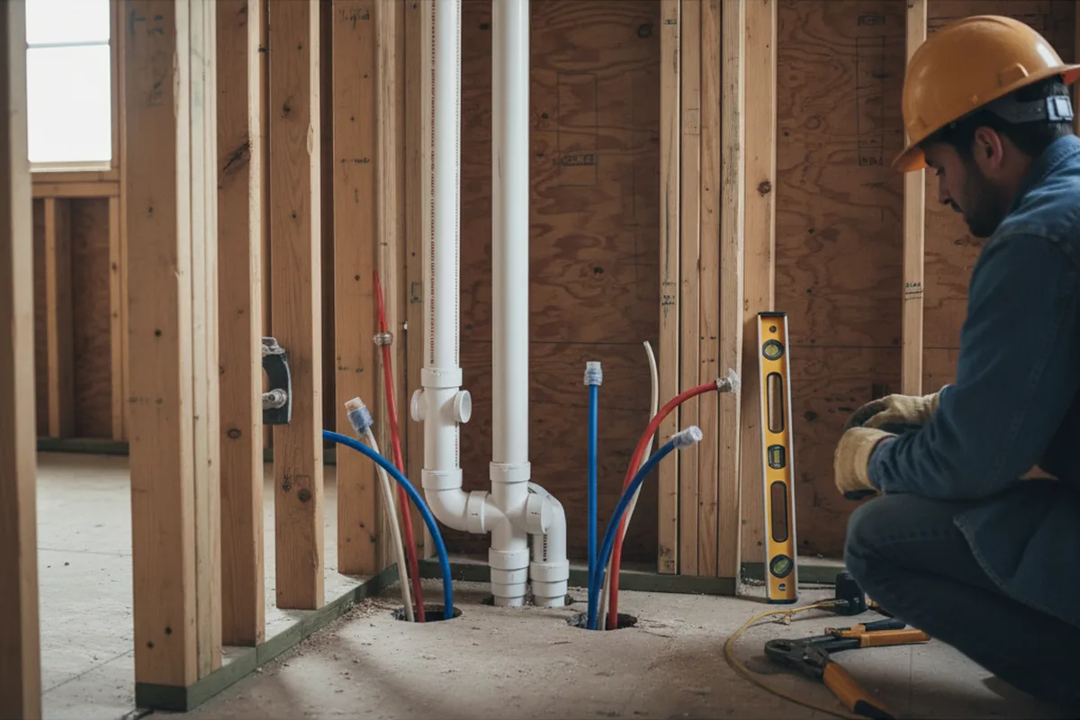 Drain and supply rough-in during Toilet Repair and Installation in Hartly