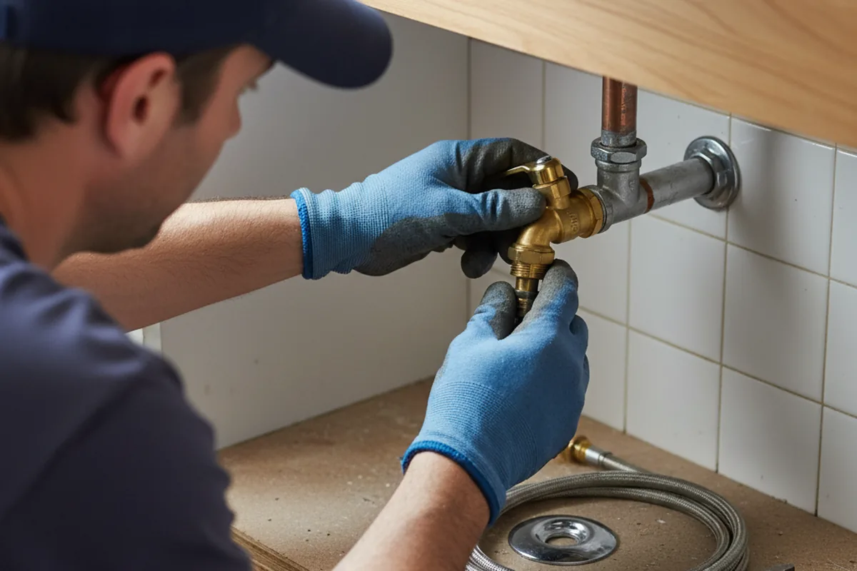 Shutoff valve and fitting work during Emergency Plumbing in Hartly
